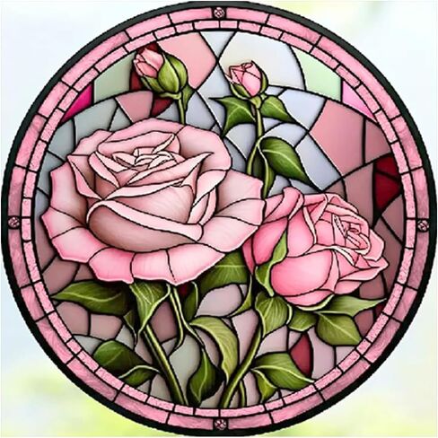 BOHADIY Diamond Painting Kits for Adults, Glass Stain Rose DIY Paint by Numbers for Adults Beginner, DIY Full Drill Diamond Dots Paintings Picture Arts Craft for Home Wall Art Decor 12x12 inch in Saudi Arabia
