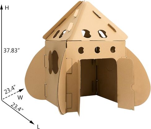 Kids Rocket Ship Cardboard Playhouse Indoor Playhose Cardboard Coloring House Toy Gift for Toddlers and Kids in Saudi Arabia
