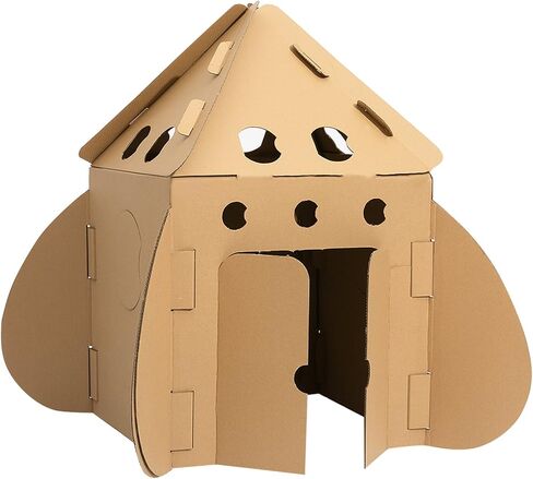 Kids Rocket Ship Cardboard Playhouse Indoor Playhose Cardboard Coloring House Toy Gift for Toddlers and Kids in Saudi Arabia