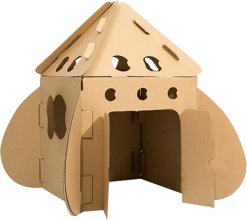 Kids Rocket Ship Cardboard Playhouse Indoor Playhose Cardboard Coloring House Toy Gift for Toddlers and Kids in Saudi Arabia