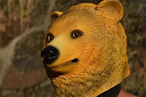 بارتي ستوري قناع لاتكس بتصميم راس حيوان على شكل دب مطاطي للهالوين (اصفر), اصفر, مقاس واحد in Kuwait