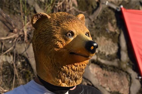 بارتي ستوري قناع لاتكس بتصميم راس حيوان على شكل دب مطاطي للهالوين (اصفر), اصفر, مقاس واحد in Kuwait