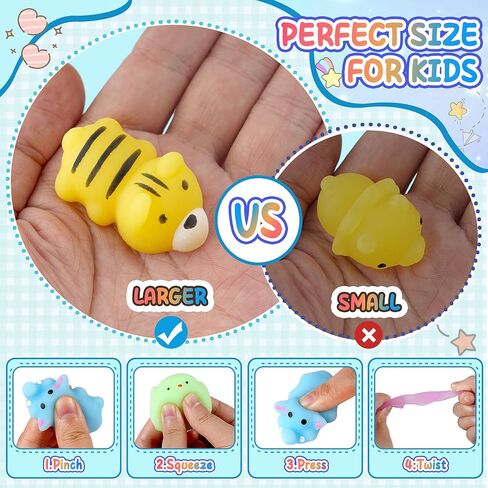 MZVUL 120 Pcs Mochi Squishy Toys Party Favors for Kids 4-12 - Kawaii Mini Squishies Animals Fruit Stress Relief Toy Bulk for Christmas Birthday Gift Classroom Prize Goodie Bag Stuffers(Random) in Kuwait