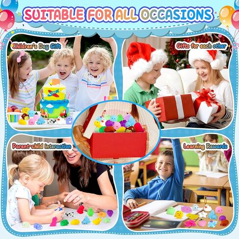 MZVUL 120 Pcs Mochi Squishy Toys Party Favors for Kids 4-12 - Kawaii Mini Squishies Animals Fruit Stress Relief Toy Bulk for Christmas Birthday Gift Classroom Prize Goodie Bag Stuffers(Random) in Kuwait