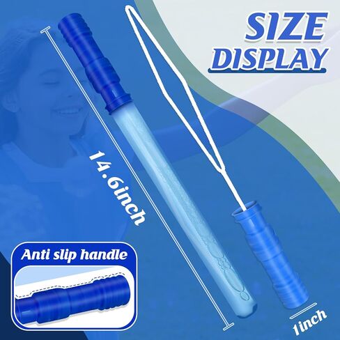 12 Pack 14.6" Large Bubble Wands for Kids Party Favors, Big Bubble Wand Bulk with Bubbles Refill Solution Toys for Carnival Christmas Fiesta Easter Basket Goodie Bag Stuffers Birthday Gifts Supplies in Kuwait