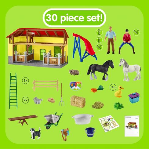 Schleich Farm World, Toy Barn Gift for Kids with Farm Animal Toys and Accessories 30-Piece Set, Ages 3+ in Kuwait
