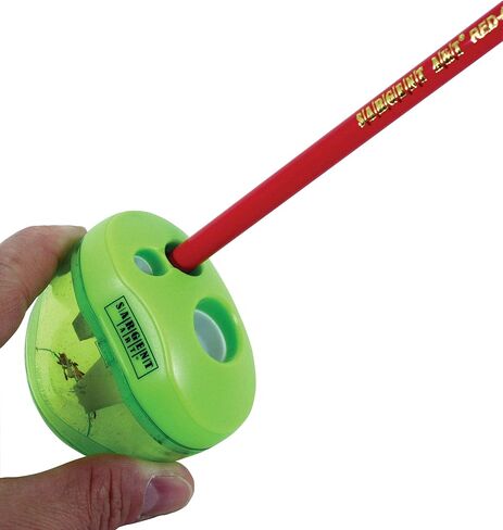 Sargent Art 3 Manual Hole Pencil Sharpeners - 3 Holes With Lid - Portable Colored Pencil Sharpener - Jumbo - Green - Easy Grip Oval Shape in Saudi Arabia