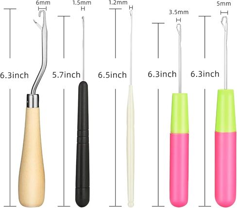 إبرة كروشيه دريدلوك، 6 خطافات كروشيه للشعر، 5 خطافات مزلاج، إبرة كروشيه، 4 أداة متشابكة للوصلات مع حلقة شعر، إبر كروشيه للشعر in Kuwait