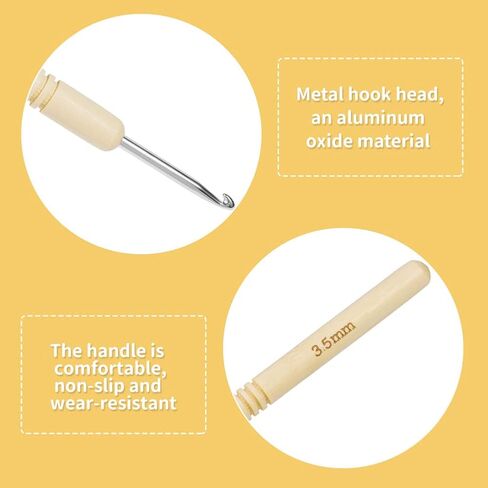 3.5mm Crochet Hook, Wooden Handle Crochet, Ergonomic Crochet with 10 PCS Stitch Markers for Arthritic Hand, and Beginners and Lovers DIY in Kuwait