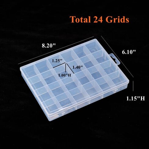 BangQiao 4 عبوات قابلة للتعديل 24 شبكة حافظة حاوية بلاستيكية شفافة، صندوق مقسم تخزين منظم شفاف للأجهزة، المسمار، الأظافر، التثبيت، مجموعة التعليق، مرساة الحائط، إسفين in Kuwait