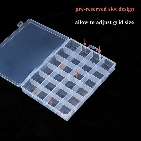 BangQiao 4 عبوات قابلة للتعديل 24 شبكة حافظة حاوية بلاستيكية شفافة، صندوق مقسم تخزين منظم شفاف للأجهزة، المسمار، الأظافر، التثبيت، مجموعة التعليق، مرساة الحائط، إسفين in Kuwait