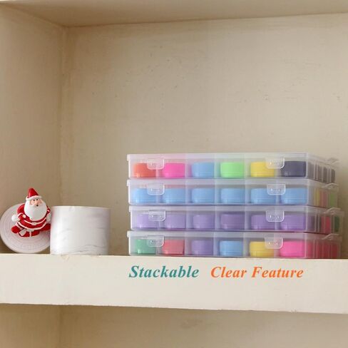 BangQiao 4 عبوات قابلة للتعديل 24 شبكة حافظة حاوية بلاستيكية شفافة، صندوق مقسم تخزين منظم شفاف للأجهزة، المسمار، الأظافر، التثبيت، مجموعة التعليق، مرساة الحائط، إسفين in Kuwait