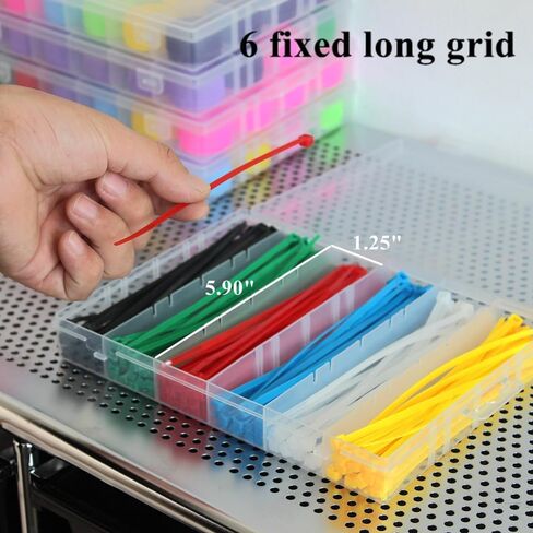 BangQiao 4 عبوات قابلة للتعديل 24 شبكة حافظة حاوية بلاستيكية شفافة، صندوق مقسم تخزين منظم شفاف للأجهزة، المسمار، الأظافر، التثبيت، مجموعة التعليق، مرساة الحائط، إسفين in Kuwait