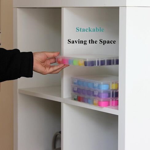 BangQiao 4 عبوات قابلة للتعديل 24 شبكة حافظة حاوية بلاستيكية شفافة، صندوق مقسم تخزين منظم شفاف للأجهزة، المسمار، الأظافر، التثبيت، مجموعة التعليق، مرساة الحائط، إسفين in Kuwait