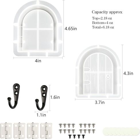 قالب صندوق مفاتيح من الراتنج مع خطاف، مجموعة قوالب سيليكون لصندوق تخزين المفاتيح من 36 قطعة، تصميم ابواب خشبية، صندوق مفاتيح معلق على الحائط، قوالب ايبوكسي لصب الراتنج، منظم للمدخل وديكور المنزل in Kuwait