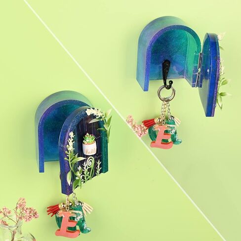 قالب صندوق مفاتيح من الراتنج مع خطاف، مجموعة قوالب سيليكون لصندوق تخزين المفاتيح من 36 قطعة، تصميم ابواب خشبية، صندوق مفاتيح معلق على الحائط، قوالب ايبوكسي لصب الراتنج، منظم للمدخل وديكور المنزل in Kuwait