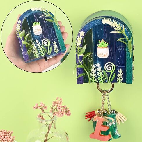 قالب صندوق مفاتيح من الراتنج مع خطاف، مجموعة قوالب سيليكون لصندوق تخزين المفاتيح من 36 قطعة، تصميم ابواب خشبية، صندوق مفاتيح معلق على الحائط، قوالب ايبوكسي لصب الراتنج، منظم للمدخل وديكور المنزل in Kuwait