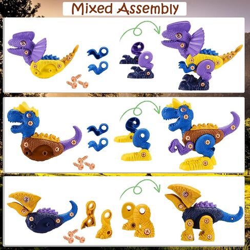 ألعاب الديناصورات من أوريفاست للأطفال من سن 3 إلى 7 سنوات - مجموعة بناء منفصلة مع مثقاب كهربائي - ألعاب بناء تعلم العلوم والتكنولوجيا والهندسة والرياضيات للأولاد والبنات in Kuwait