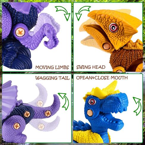 ألعاب الديناصورات من أوريفاست للأطفال من سن 3 إلى 7 سنوات - مجموعة بناء منفصلة مع مثقاب كهربائي - ألعاب بناء تعلم العلوم والتكنولوجيا والهندسة والرياضيات للأولاد والبنات in Kuwait