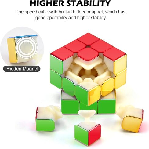 مكعب سرعة سايكلون بويز 3×3 من اكروفيك، مكعب مغناطيسي بدون ستيكر لاصق، احجية مكعب سحري عاكس 3×3×3 للاطفال والبالغين in Kuwait