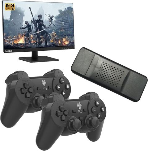 وحدة تحكم ألعاب ريترو، عصا ألعاب ريترو لاسلكية، توصيل وتشغيل ألعاب الفيديو لألعاب الحنين إلى التلفزيون، 23 لعبة مدمجة، وحدات تحكم لاسلكية مزدوجة 2.4 جيجا، مخرج HDMI 4K in Kuwait