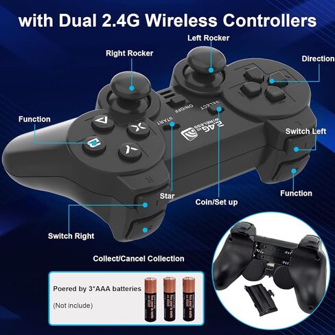 وحدة تحكم ألعاب ريترو، عصا ألعاب ريترو لاسلكية، توصيل وتشغيل ألعاب الفيديو لألعاب الحنين إلى التلفزيون، 23 لعبة مدمجة، وحدات تحكم لاسلكية مزدوجة 2.4 جيجا، مخرج HDMI 4K in Kuwait