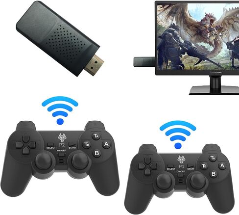 وحدة تحكم ألعاب ريترو، عصا ألعاب ريترو لاسلكية، توصيل وتشغيل ألعاب الفيديو لألعاب الحنين إلى التلفزيون، 23 لعبة مدمجة، وحدات تحكم لاسلكية مزدوجة 2.4 جيجا، مخرج HDMI 4K in Kuwait