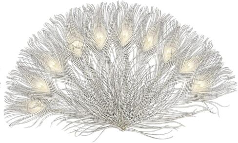 LONDGEN 10pcs Coloured Peacock Feathers for Craft Feather Mask Making Decoration Pack (Lime Green) in Saudi Arabia
