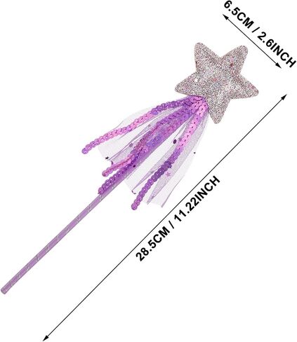 Prasacco 3 PCS Fairy Wands for Kids Glitter Princess Wands Star Wand Toy Wands for Girls Fairy Stick for Christmas Costume Prop Birthday Party Supply Cosplay Accessories in Saudi Arabia