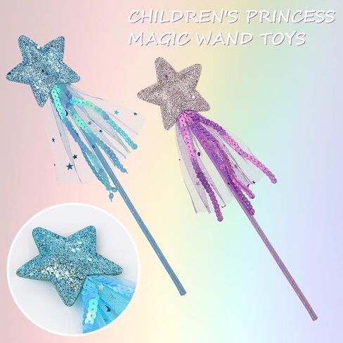 Prasacco 3 PCS Fairy Wands for Kids Glitter Princess Wands Star Wand Toy Wands for Girls Fairy Stick for Christmas Costume Prop Birthday Party Supply Cosplay Accessories in Saudi Arabia