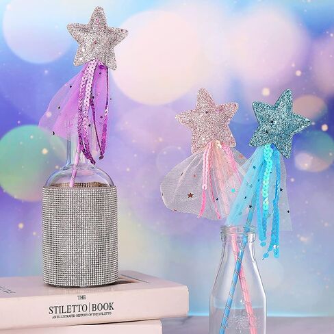 Prasacco 3 PCS Fairy Wands for Kids Glitter Princess Wands Star Wand Toy Wands for Girls Fairy Stick for Christmas Costume Prop Birthday Party Supply Cosplay Accessories in Saudi Arabia