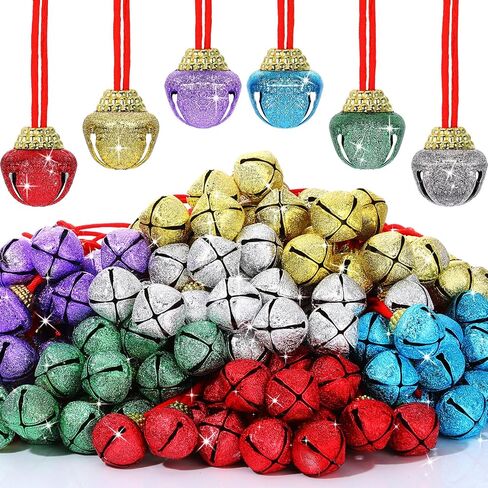 Sumind 150 Pieces Shining Christmas Jingle Bell Necklaces Bulk Matte Christmas Holiday Bell Necklaces with Connecting Ribbons for Christmas Decorations Supplies Holiday Party Supplies in Saudi Arabia