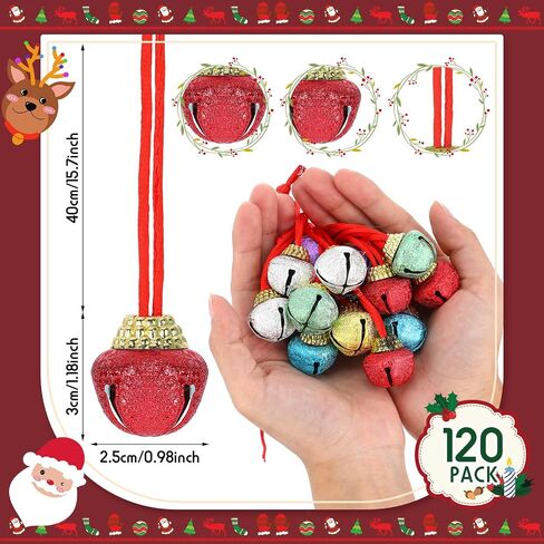 Sumind 150 Pieces Shining Christmas Jingle Bell Necklaces Bulk Matte Christmas Holiday Bell Necklaces with Connecting Ribbons for Christmas Decorations Supplies Holiday Party Supplies in Saudi Arabia