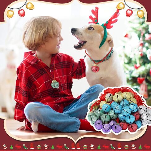 Sumind 150 Pieces Shining Christmas Jingle Bell Necklaces Bulk Matte Christmas Holiday Bell Necklaces with Connecting Ribbons for Christmas Decorations Supplies Holiday Party Supplies in Saudi Arabia