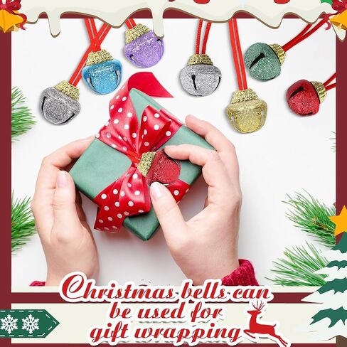 Sumind 150 Pieces Shining Christmas Jingle Bell Necklaces Bulk Matte Christmas Holiday Bell Necklaces with Connecting Ribbons for Christmas Decorations Supplies Holiday Party Supplies in Saudi Arabia