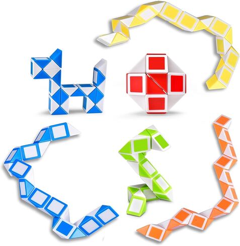 جانوو مجموعة مكعبات ثعبان صغيرة مكونة من 6 قطع مكونة من 24 مكعب بتصميم ملتف ومسطرة على شكل ثعبان، العاب فيدجيت للاطفال in Kuwait