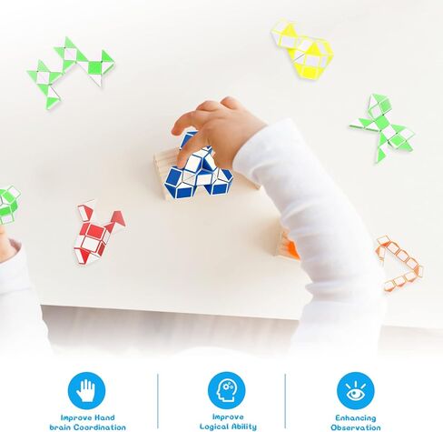 جانوو مجموعة مكعبات ثعبان صغيرة مكونة من 6 قطع مكونة من 24 مكعب بتصميم ملتف ومسطرة على شكل ثعبان، العاب فيدجيت للاطفال in Kuwait