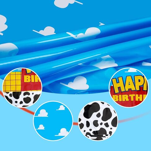 HHLCWA 3 Pack Cartoon Story Party Tableclo، أحادية الاستخدام غطاء طاولة بلاستيكي بسحاب أزرق سماوي أبيض لتزيين حفلات أعياد الميلاد، 87.9 × 51.8 بوصة in Kuwait