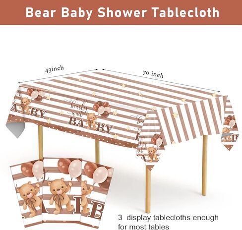 مفرش طاولة بعبارة We Can Bearly Wait، عبوة من 3 قطع لحفلات استقبال المولود الجديد in Kuwait