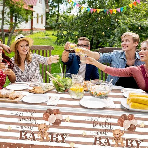 مفرش طاولة بعبارة We Can Bearly Wait، عبوة من 3 قطع لحفلات استقبال المولود الجديد in Kuwait