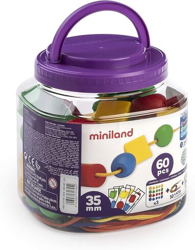 Miniland Educational - Giant Beads and Laces (40 Pieces and 10 Laces) in Saudi Arabia