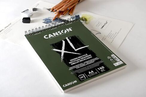 ورق رسم CANSON XL معاد تدويره 160 جرامًا للمتر المربع مقاس A5، حبيبات قرص العسل الدقيقة، جانب قصير من الوسادة الحلزونية، 25 ورقة بيضاء، مثالية للفنانين والرسامين المحترفين in Kuwait