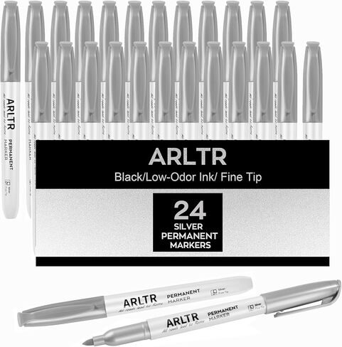أقلام تحديد دائمة فضية معدنية من ARLTR، 24 قلم تحديد فضي معدني للتوضيح الفني، العلامات الصناعية، الحرف اليدوية، صناعة بطاقات الهدايا in Kuwait
