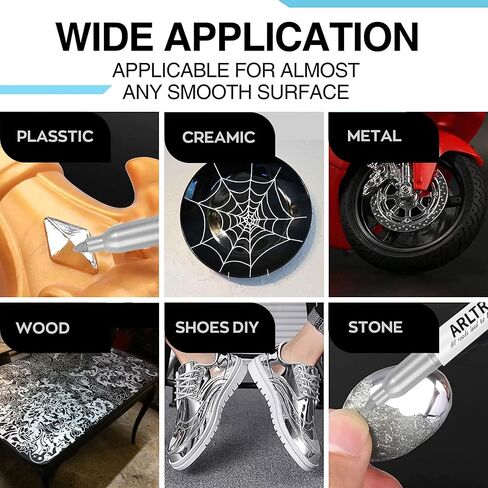 أقلام تحديد دائمة فضية معدنية من ARLTR، 24 قلم تحديد فضي معدني للتوضيح الفني، العلامات الصناعية، الحرف اليدوية، صناعة بطاقات الهدايا in Kuwait