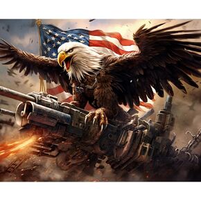 Tucocoo American Flag DIY Paint by Numbers for Kids Flying Eagle Painting Kits for Adults Beginners Freedom Bird DIY Oil Painting Picture Art Home Wall Decoration Gifts 16''x20''Inch Frameless in Kuwait