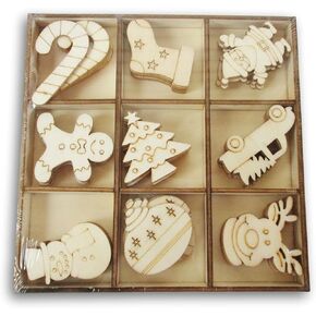 أيقونات صغيرة لعطلة عيد الميلاد على شكل خشب مقطوعة بالليزر - 54 قطعة in Kuwait