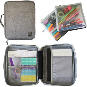 Sunny Streak Journal Supplies Storage Case (Gray - Medium) - Custom Travel Organizer Holder for A5 Planner, Pens, Journal Supplies and Accessories (Case Only - Supplies Not Included) in Kuwait