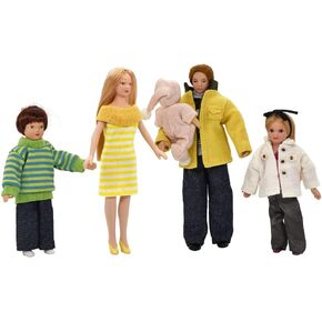 iLAND Dollhouse People بمقياس 1/12، دمية عائلة بيت الدمى بما في ذلك الأم والأب والبنات والرضع (العائلة الحديثة 5 قطع) in Kuwait