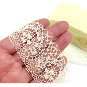 PEPPERLONELY 10 Yards (1-1/2 Inch) Lace Ribbon Soft Lace Trim DIY Embroidered for Sewing Gift Wrapping and Bridal Wedding Decorations, White