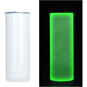 Turugi 20oz Luminous Blanks Skinny Tumbler For Sublimation, Double Wall Stainless Steel Straight Insulated Vacuum Slim Travel Mug Glow in the dark (Blue)